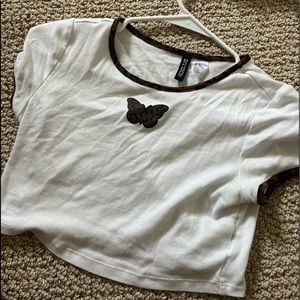 White and Brown H&M top. Just bought in the last month.